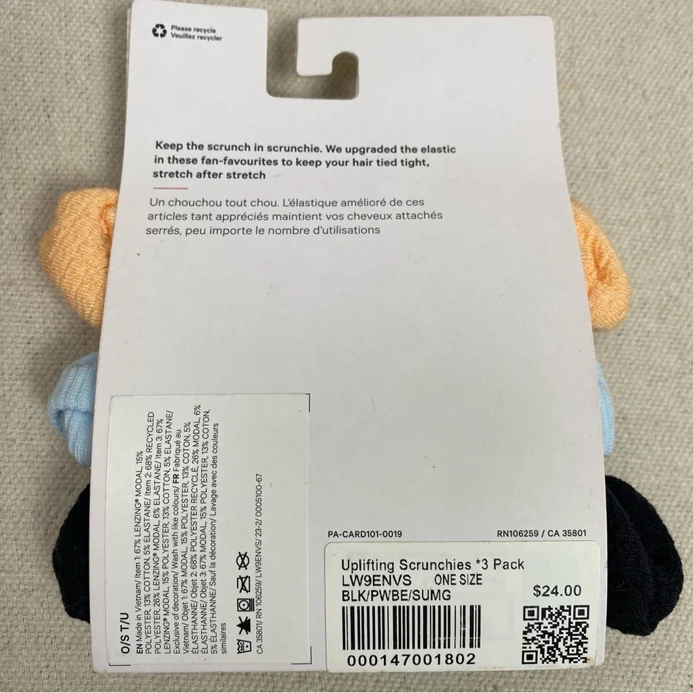 Lululemon 3 Pack Uplifting Scrunchies/ Textured